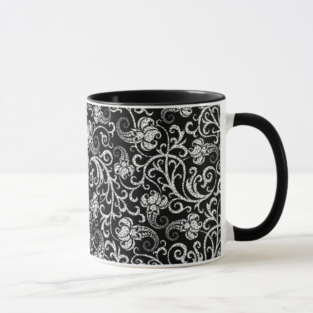 Cute black dalmatian flowers design mug (Right)