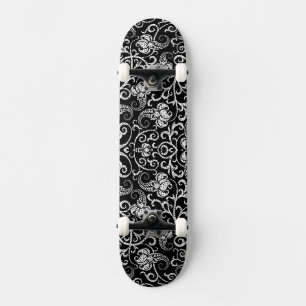 Cute black dalmatian flowers design skateboard