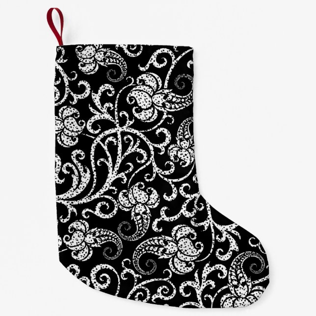 Cute black dalmatian flowers design small christmas stocking (Front)