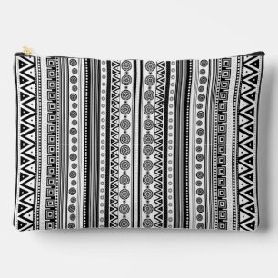 Cute black decorative aztec texture accessory pouch