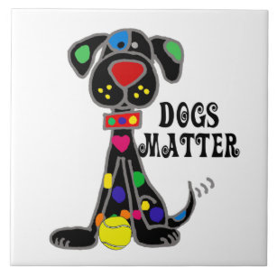 Cute Black Dog Dogs Matter Cartoon Tile