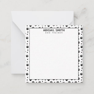 Cute Black Dog Paws and Hearts - Personalised Card