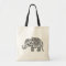 Cute Black Floral Paisley Elephant Illustration.