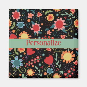 Cute Black Floral Pattern Fun Inspirivity Magnet