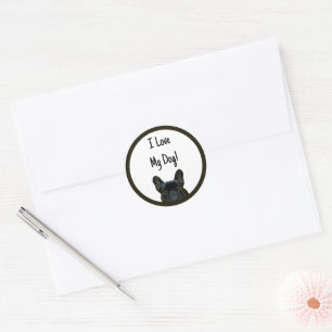 Cute Black French Bulldog Frenchie Photograph: Classic Round Sticker