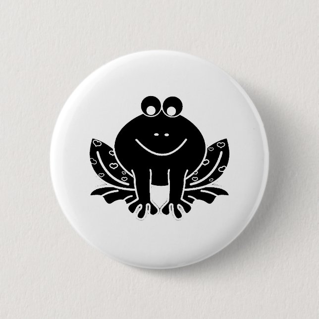 cute black frog 6 cm round badge (Front)
