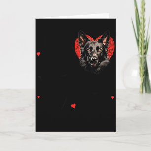Cute Black German Shepherd Dog Valentines Day Hear Card