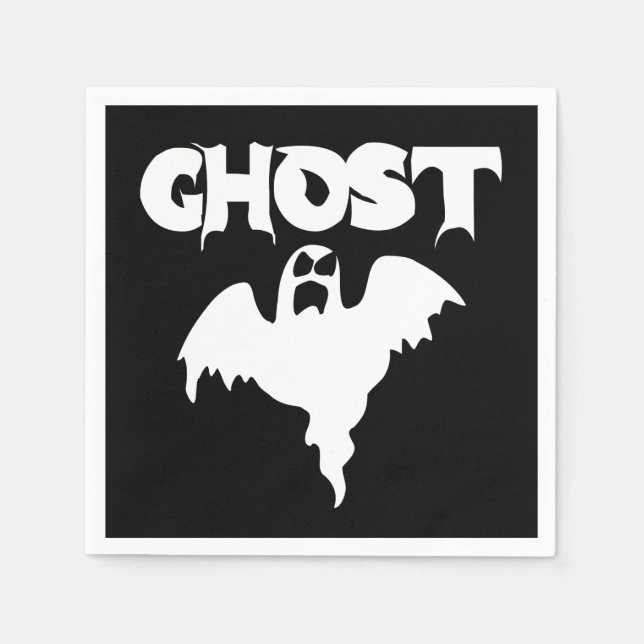 Cute Black Ghost Halloween Napkin (Front)