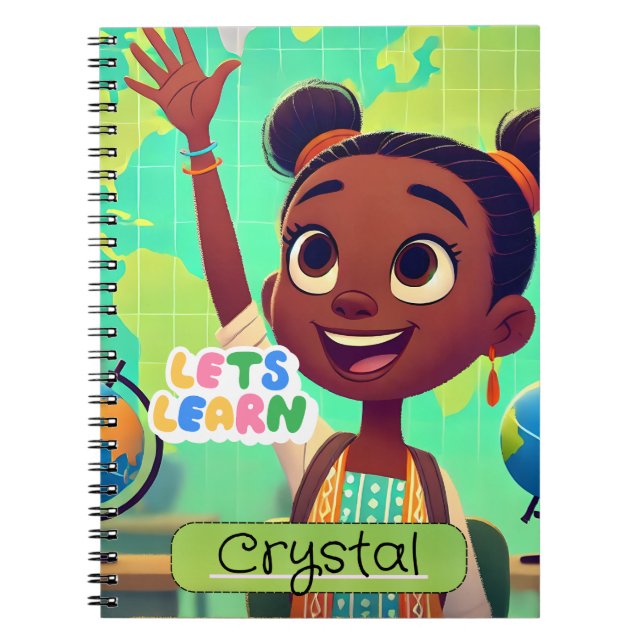 Cute Black Girl Aesthetic Spiral Notebook for Note (Front)