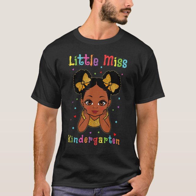 Cute Black Girl Back To School Little Miss Kinderg T-Shirt (Front)