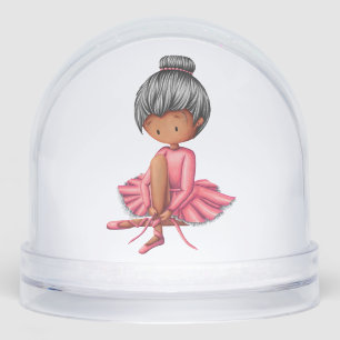 Cute Black Girl Ballet Dancer Pink Tutu Snowglobe