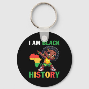Cute Black Girl Dabbing With Africa Map I Am Black Key Ring