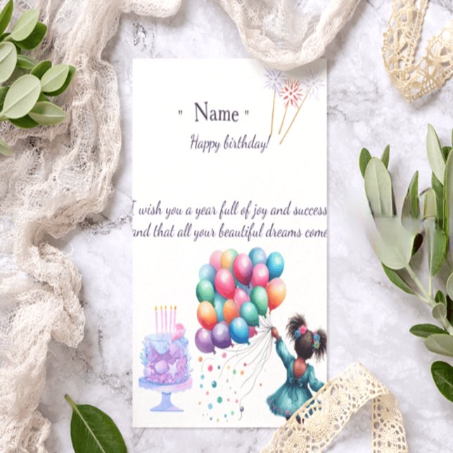 Cute Black Girl Personalized Birthday Card | Afro  (Creator Uploaded)