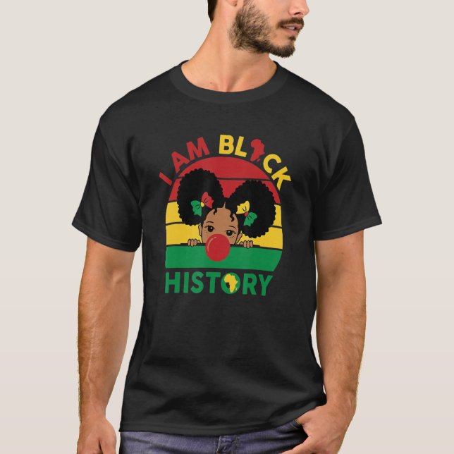 Cute Black Girl With Afro Puff Hair Blowing Red Bu T-Shirt (Front)