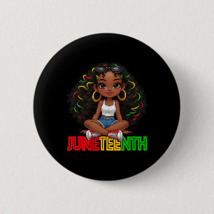 Cute Black Girls Juneteenth Celebrating 1865 Kids  6 Cm Round Badge