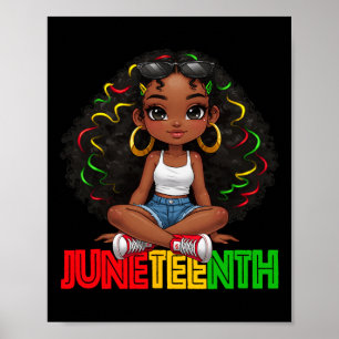 Cute Black Girls Juneteenth Celebrating 1865 Kids Poster
