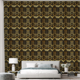 Cute black gold art Deco tiled pattern Wallpaper