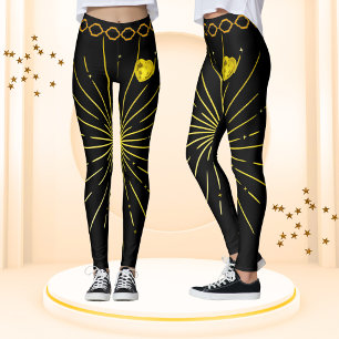 Cute Black & Gold Striped Stylish African Women  Leggings