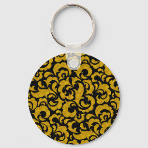 Cute black golden seamless floral patterns Case-Ma Key Ring