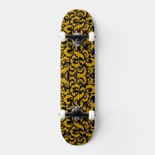 Cute black golden seamless floral patterns Case-Ma Skateboard