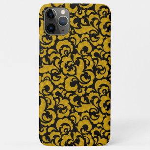 Cute black golden seamless floral patterns iPhone 11 pro max case
