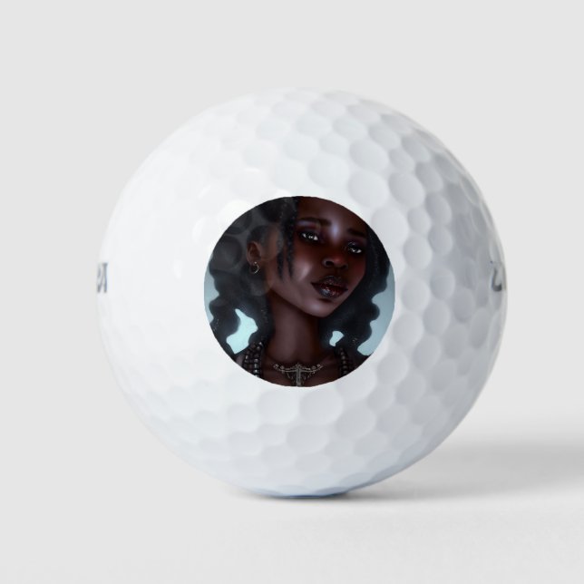 Cute Black Goth Girl Golf Balls (Front)