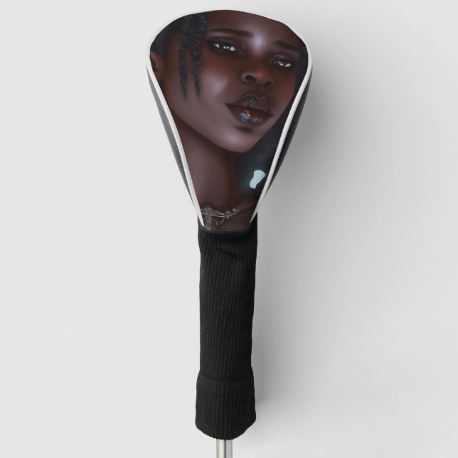 Cute Black Goth Girl Golf Head Cover (Front)