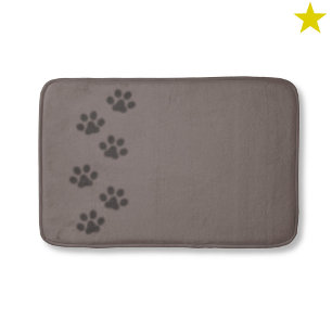 Cute Black Gray Cat Paw Footprint Shadow Bath Mat