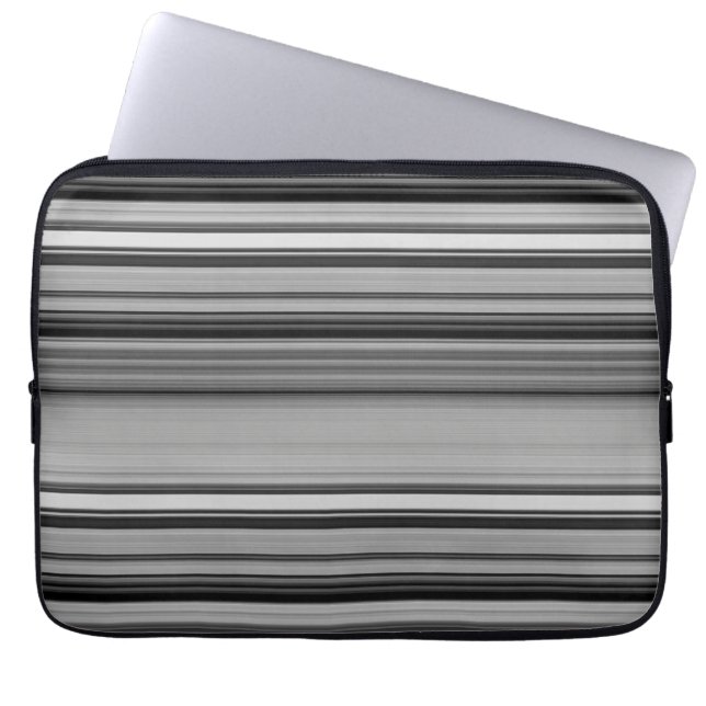 Cute black gray stripes  laptop sleeve (Front)