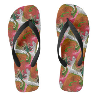 Cute Black Green Red Modern Woman Flip Flops