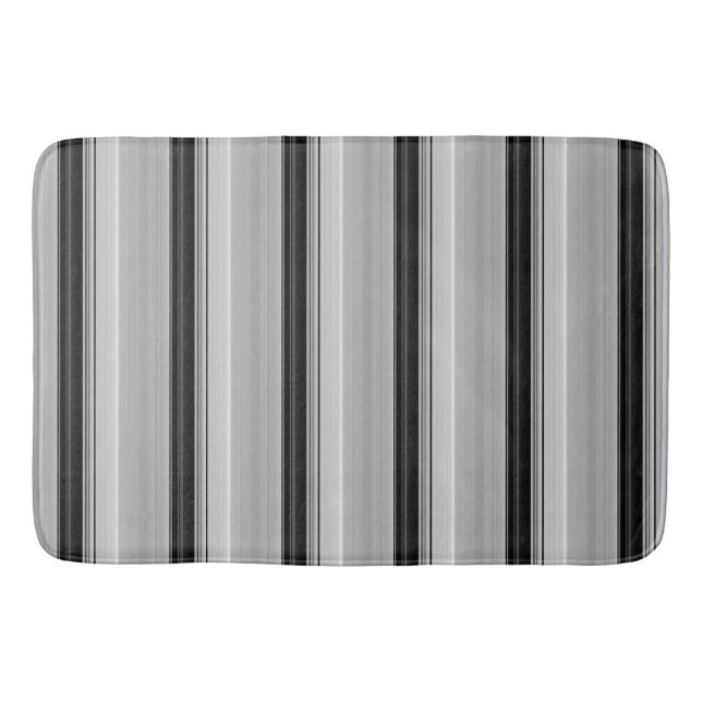 Cute black grey stripes bath mat (Front)