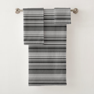 Cute black grey stripes  bath towel set