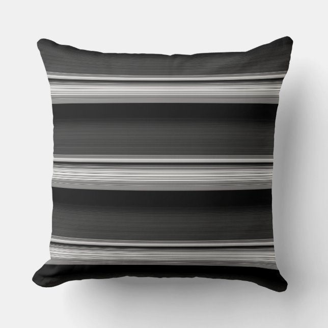 Cute black grey stripes cushion (Front)