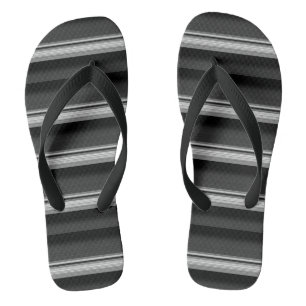 Cute black grey stripes flip flops