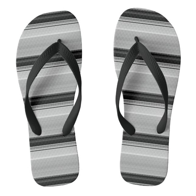 Cute black grey stripes flip flops (Footbed)