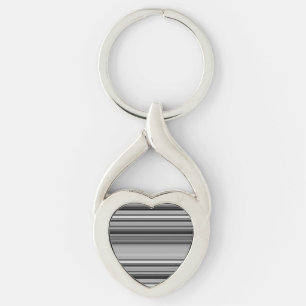 Cute black grey stripes key ring