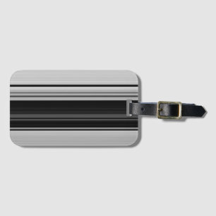 Cute black grey stripes luggage tag