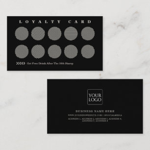 Cute Black Grey Stripes Reward Program  Loya Loyalty Card