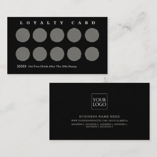 Cute Black Grey Stripes Reward Program Loya Loyalty Card