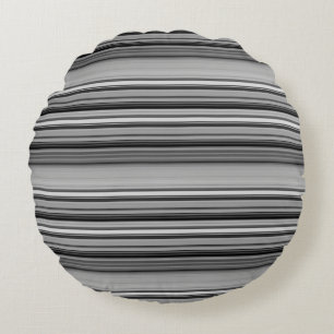 Cute black grey stripes  round cushion