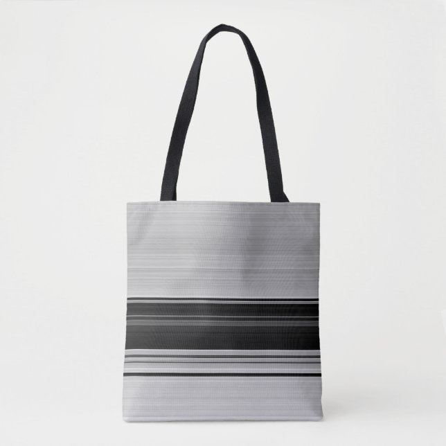 Cute black grey stripes tote bag (Front)