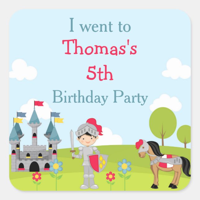 Cute Black Hair Knight 'I went to' Square Sticker (Front)