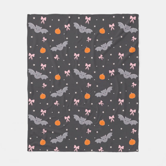 Cute Black Halloween Bat Pattern Blanket (Front)