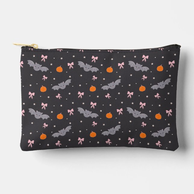 Cute Black Halloween Bat Pattern Zipper Pouch (Front)