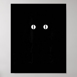 Cute Black Halloween Cat With Whiskers Happy Poster