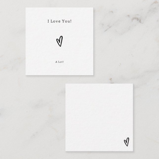 Cute Black Heart I Love You Card (Front/Back)