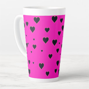 Cute Black Hearts Pink Latte Mug
