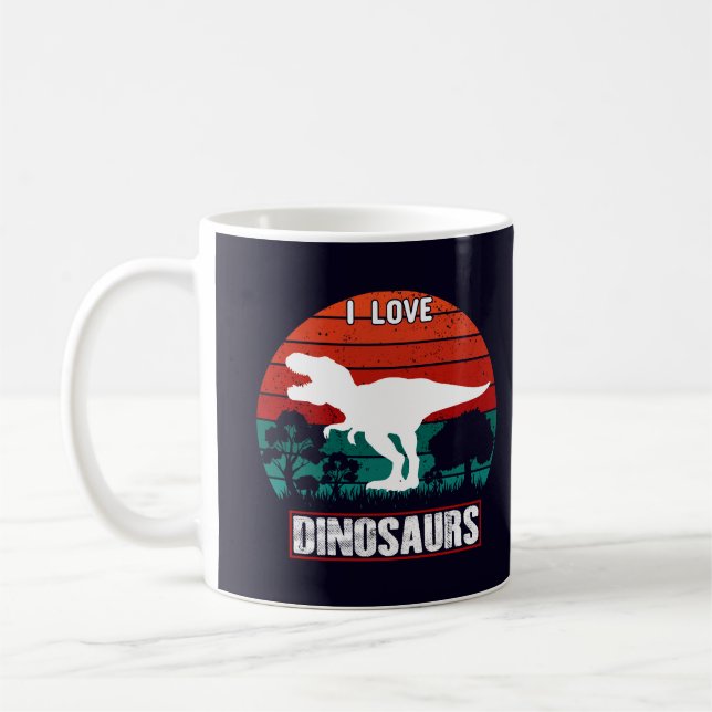 Cute Black I Love Dinosaur  Coffee Mug (Left)