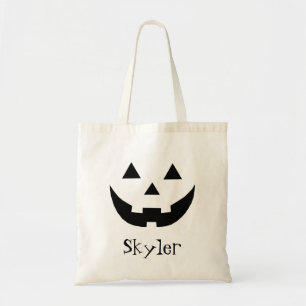 Cute black Jack o lantern custom name Halloween Tote Bag