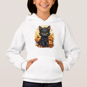Cute Black Kitten and jack-O-Lantern Halloween